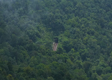 Aerial View of Misty Hills and Dense Forest Landscape Kanyakumari Tamil Nadu