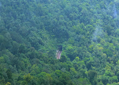 Aerial View of Misty Hills and Dense Forest Landscape Kanyakumari Tamil Nadu