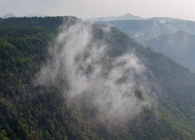 Aerial View of Misty Hills and Forested Valleys Near Jam Gate Mhow Madhya Pradesh