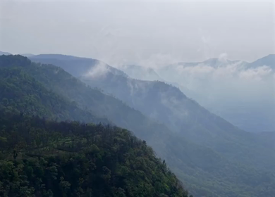 Aerial View of Misty Hills and Forested Valleys Near Jam Gate Mhow Madhya Pradesh