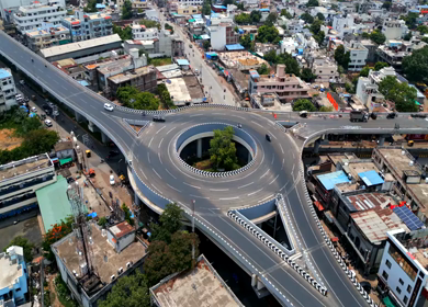 Aerial View of Modern Circular Flyover in Jabalpur, India