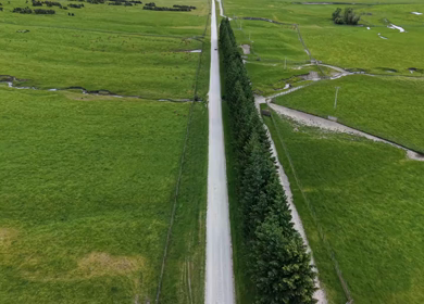Aerial View of Mount Aspiring Road and Green Valley Near Wanaka New Zealand