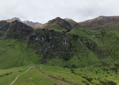 Aerial View of Mount Aspiring Road and Green Valley Near Wanaka New Zealand