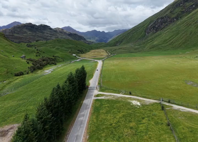 Aerial View of Mount Aspiring Road and Green Valley Near Wanaka New Zealand