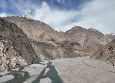Aerial View of Mountain River and Himalayan Landscape in Ladakh India