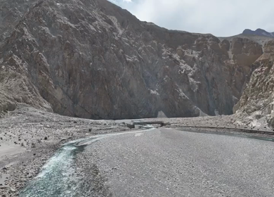 Aerial View of Mountain River and Himalayan Landscape in Ladakh India