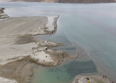 Aerial View of Mountain River and Himalayan Landscape in Ladakh India