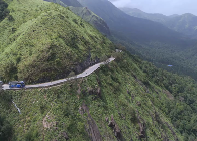 Aerial View of Mountain Road in Charmadi Ghat Karnataka India