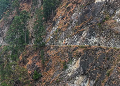 Aerial View of Winding Mountain Road in Pangi Valley, Himachal Pradesh, India