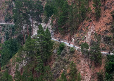 Aerial View of Winding Mountain Road in Pangi Valley, Himachal Pradesh, India