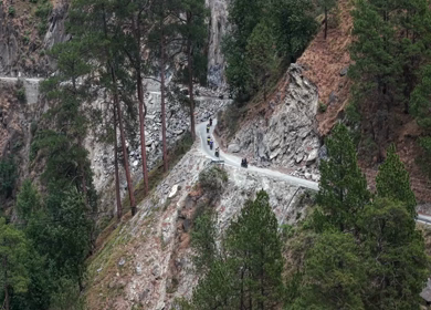 Aerial View of Winding Mountain Road in Pangi Valley, Himachal Pradesh, India