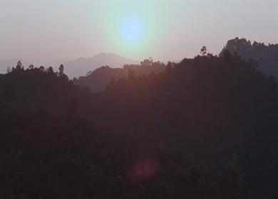 Aerial Drone View of Mountain Silhouettes at Sunrise in Nagaland India