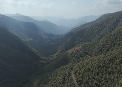 Aerial View of Mountain Valley Landscape in Meghalaya India