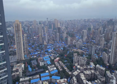 Aerial View of Mumbai Cityscape, High Rise Buildings and Arabian Sea Maharashtra