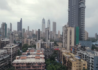 Aerial View of Mumbai Cityscape and Imperial Towers Maharashtra India