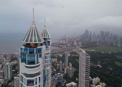 Aerial View of Mumbai Cityscape and Imperial Towers Maharashtra India