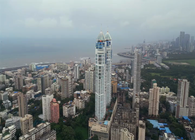 Aerial View of Mumbai Cityscape and Imperial Towers Maharashtra India