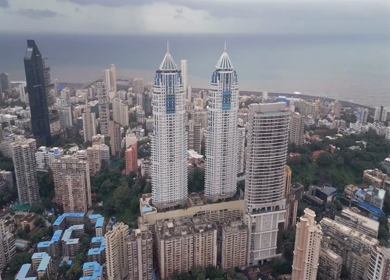 Aerial View of Mumbai Cityscape and Imperial Towers Maharashtra India