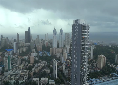 Aerial View of Mumbai Cityscape and Imperial Towers Maharashtra India