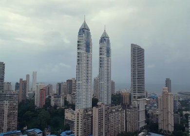 Aerial View of Mumbai Cityscape and Imperial Towers Maharashtra India