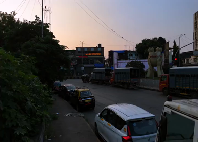 Aerial View of Mumbai Skyline at Sunset Maharashtra India