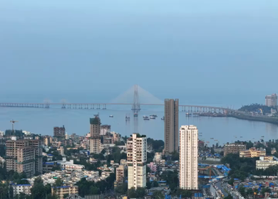 Aerial View of Mumbai Skyline with Bandra Worli Sea Link India