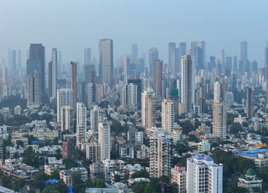 Aerial View of Mumbai Skyline with Dense High Rise Buildings India