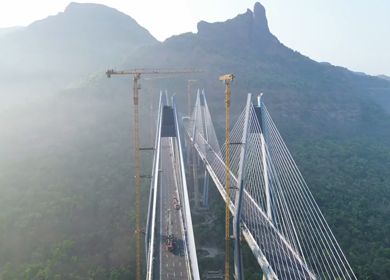 Aerial View of Mumbai Trans Harbour Link Missing Link Project in India