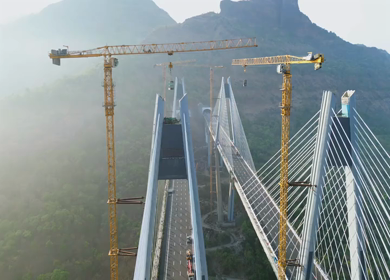 Aerial View of Mumbai Trans Harbour Link Missing Link Project in India