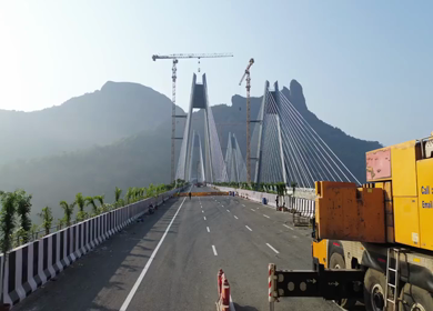 Aerial View of Mumbai Trans Harbour Link Missing Link Project in India