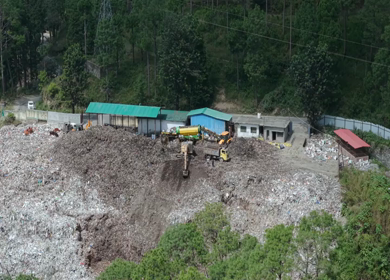 Aerial View of Municipal Dump Yard in Almora, Uttarakhand, India