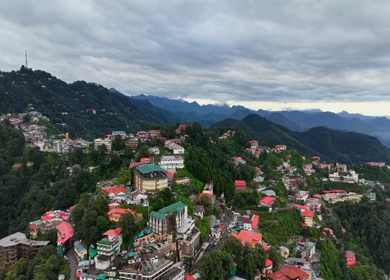 Aerial View of Mussoorie Hill Station and Himalayan Mountains, Uttarakhand