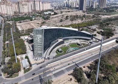 Aerial View of NOIDA Authority Office Building at Noida- Greater Noida Expressway in Noida NCR India