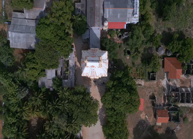 Aerial View of Naguleswaram Temple Keerimalai and Indian Ocean Jaffna Sri Lanka