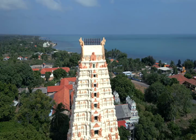Aerial View of Naguleswaram Temple Keerimalai and Indian Ocean Jaffna Sri Lanka