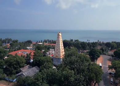 Aerial View of Naguleswaram Temple Keerimalai and Indian Ocean Jaffna Sri Lanka