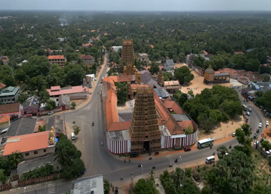 Aerial View of Nallur Kandaswamy Kovil Temple Jaffna Sri Lanka