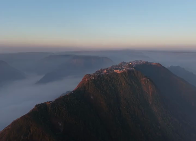 Aerial View of Nongjrong Village Above Sea of Clouds in Meghalaya