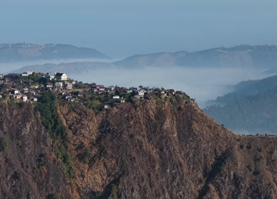 Aerial View of Nongjrong Village Above Sea of Clouds in Meghalaya
