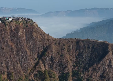 Aerial View of Nongjrong Village Above Sea of Clouds in Meghalaya