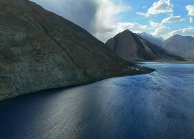 Aerial View of Pangong Lake and Himalayan Mountains, Ladakh, India