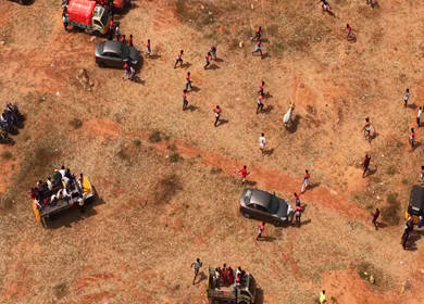 17th January 2026 : Aerial View of Participants Catching Bull at Siravayal Manjuvirattu Festival Tamil Nadu