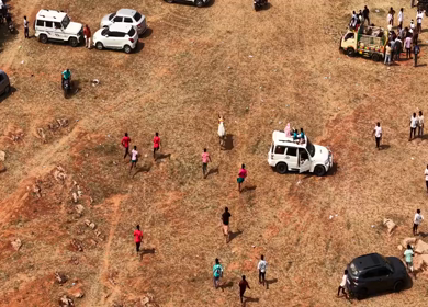 17th January 2026 : Aerial View of Participants Catching Bull at Siravayal Manjuvirattu Festival Tamil Nadu