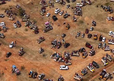 17th January 2026 : Aerial View of Participants Catching Bull at Siravayal Manjuvirattu Festival Tamil Nadu