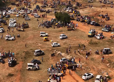 17th January 2026 : Aerial View of Participants Catching Bull at Siravayal Manjuvirattu Festival Tamil Nadu
