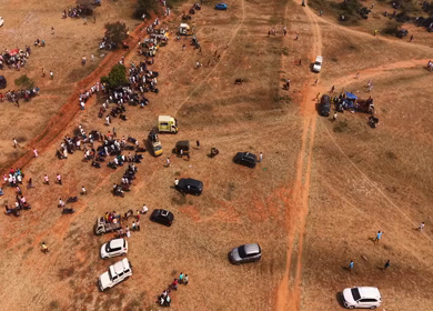 17th January 2026 : Aerial View of Participants Catching Bull at Siravayal Manjuvirattu Festival Tamil Nadu