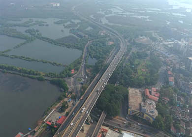 Aerial View of Patto Centre and Mangrove Wetlands Panaji Goa