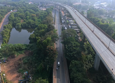 Aerial View of Patto Centre and Mangrove Wetlands Panaji Goa