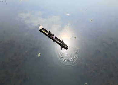 Aerial View of People Enjoying Boat Ride on Loktak Lake Manipur India