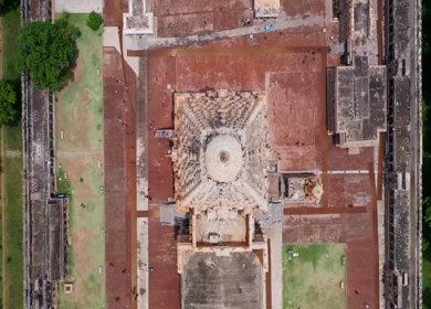 Aerial View of Periya Kovil Brihadeeswarar Temple in Thanjavur Tamil Nadu India